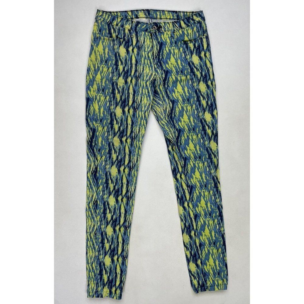 Levi's Skinny Jeans in Blue and Yellow Abstract Print Size 28